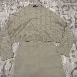 Cable Knit Sweater and Skirt Set